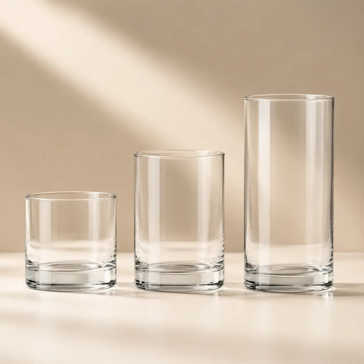 3-piece clear glass candle vessel set for Luster Candle pearled candle wax and refillable candle styling.