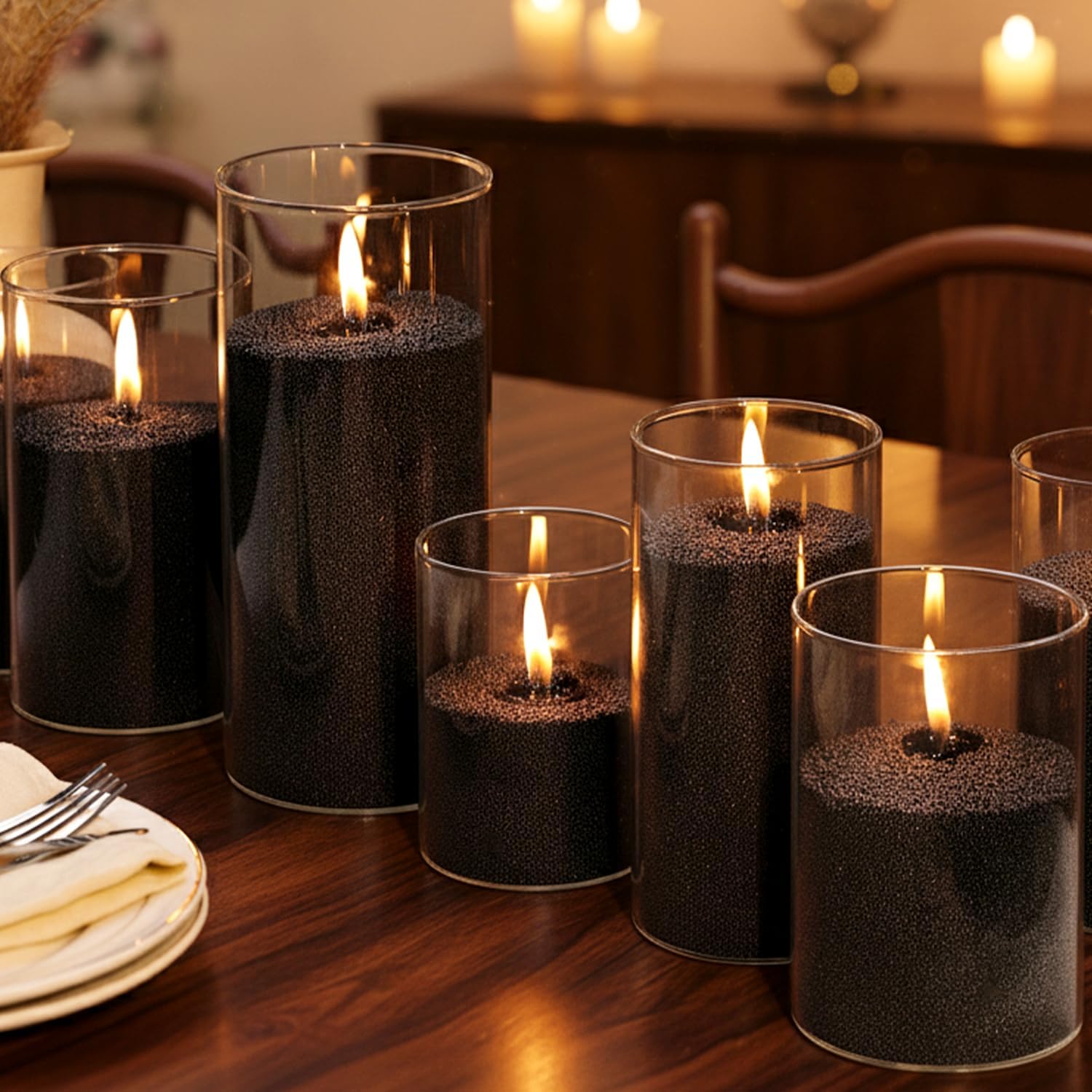 3-Piece Clear Glass Candle Vessel Set