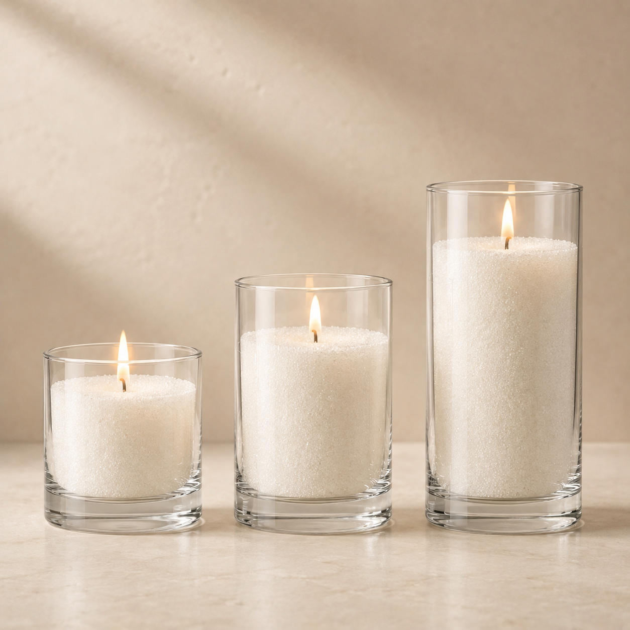 3-Piece Clear Glass Candle Vessel Set