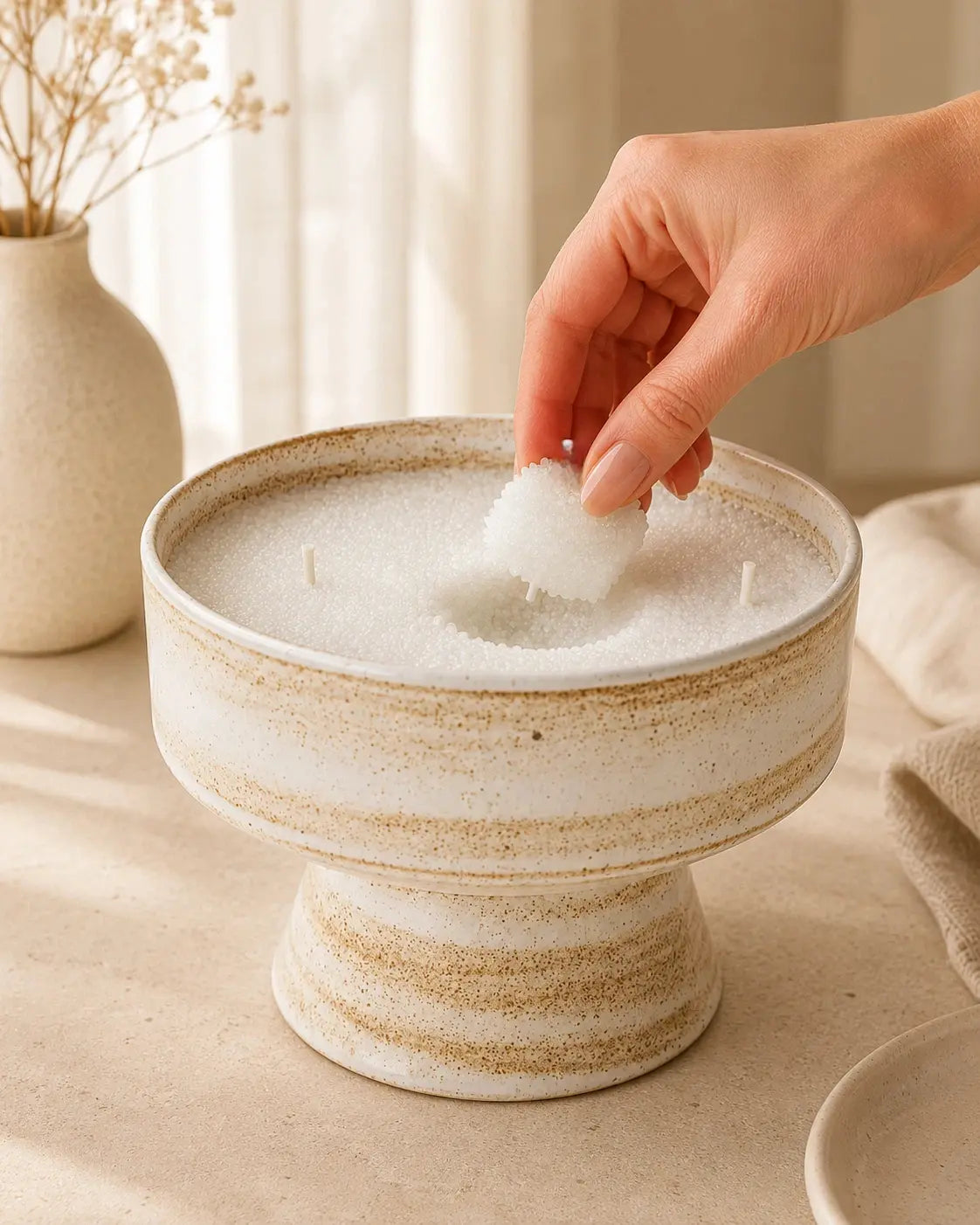 refreshing soft white pearled candle wax by replacing the wick