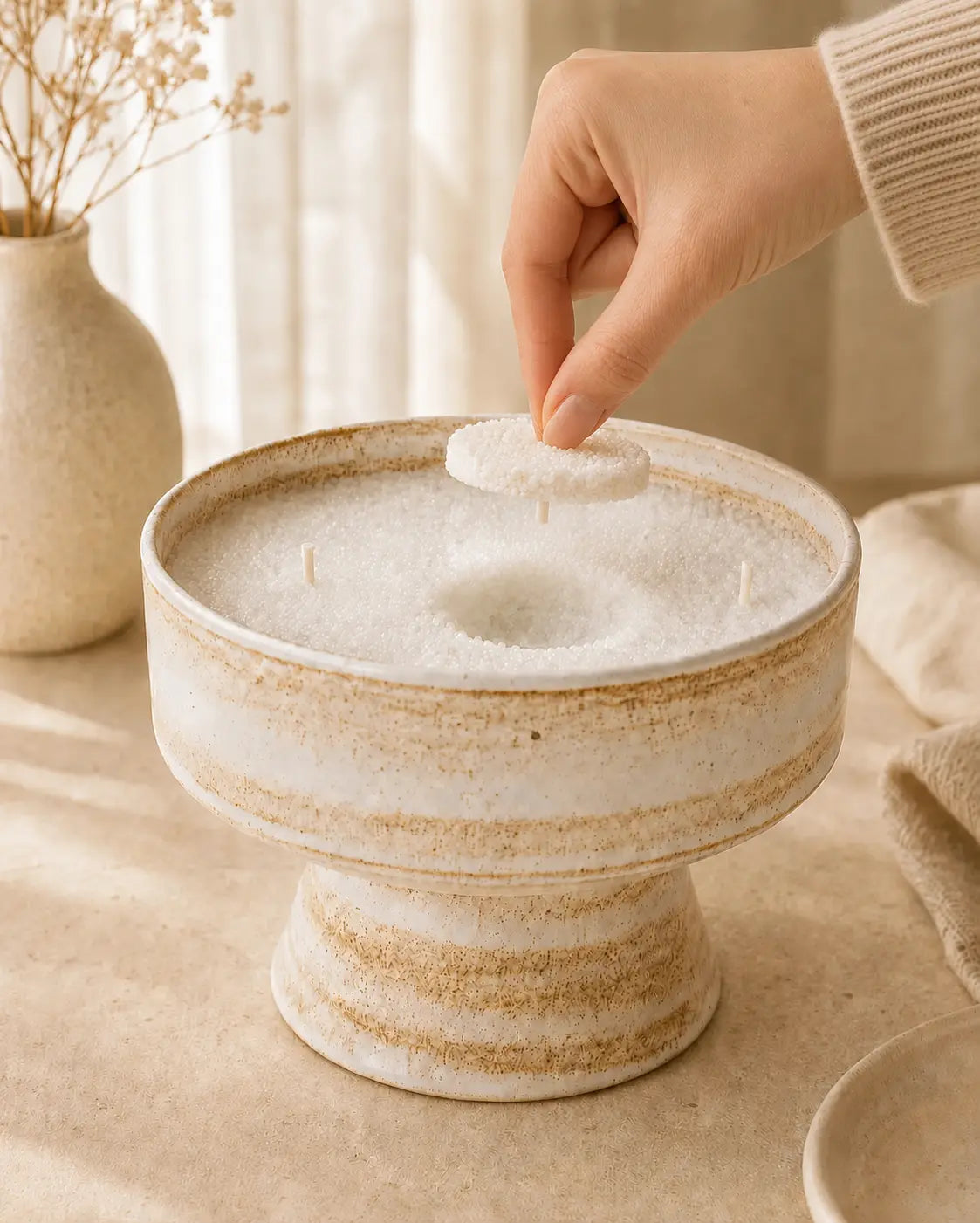 refreshing soft white pearled candle wax by replacing the wick