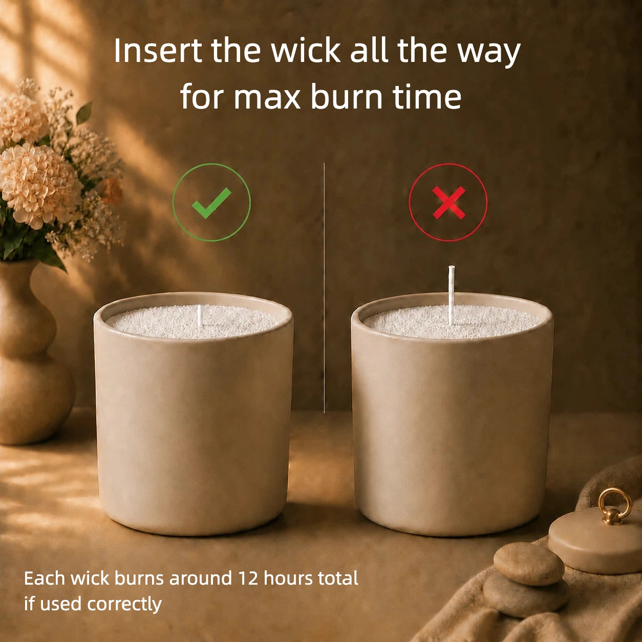 correct wick placement guide for pearled candle wax